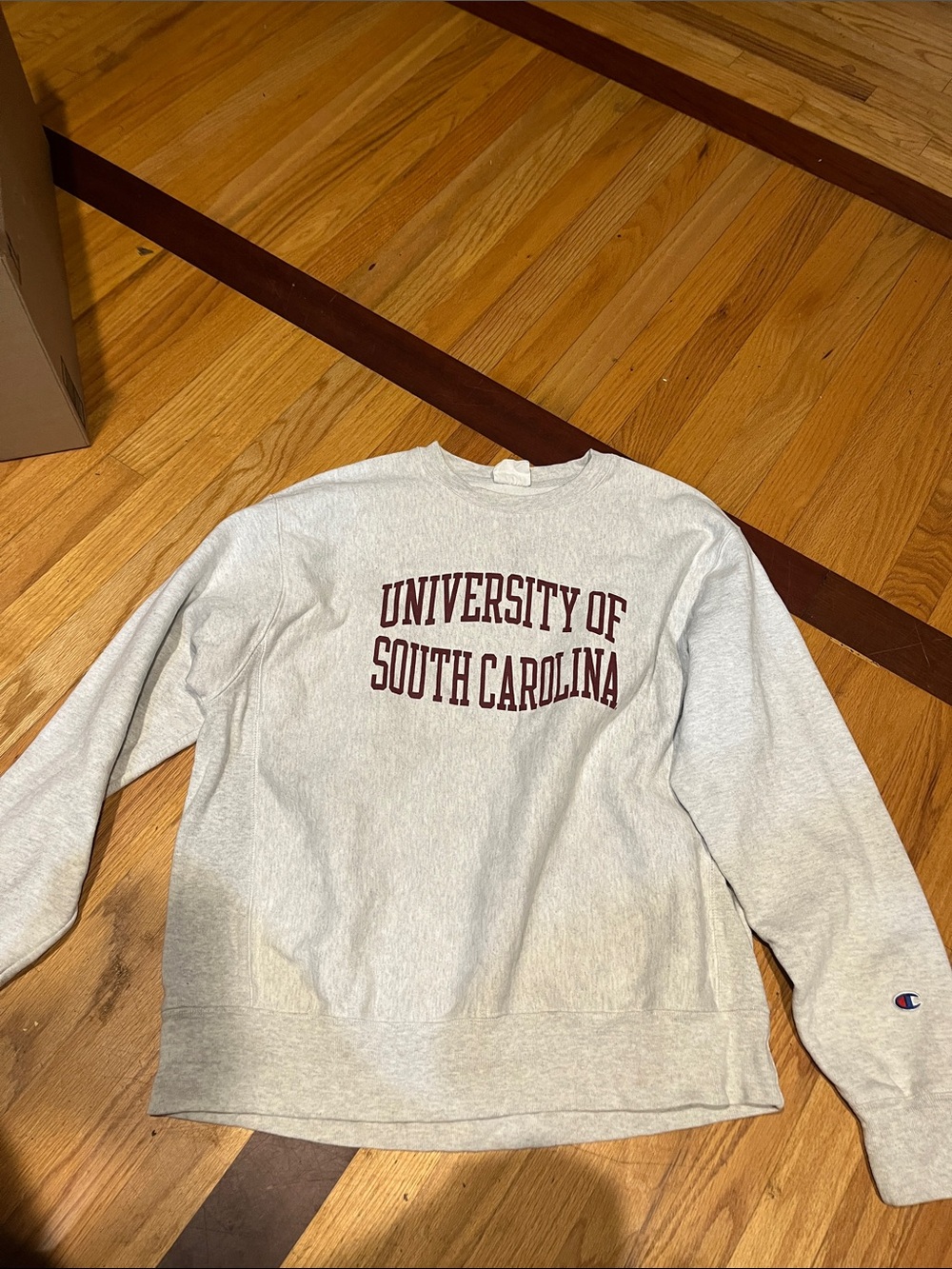 Champion Gray Crewneck with Maroon University Print